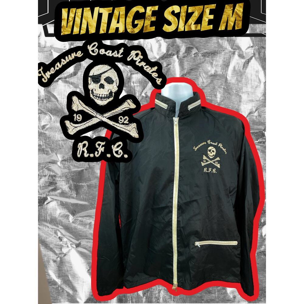 Vintage Treasure Coast Pirates Windbreaker Jacket Black 23x25 'RFG' initials